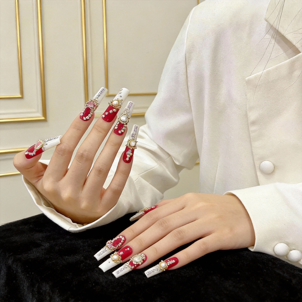Glossy red gradient press-on nails for bold everyday styling