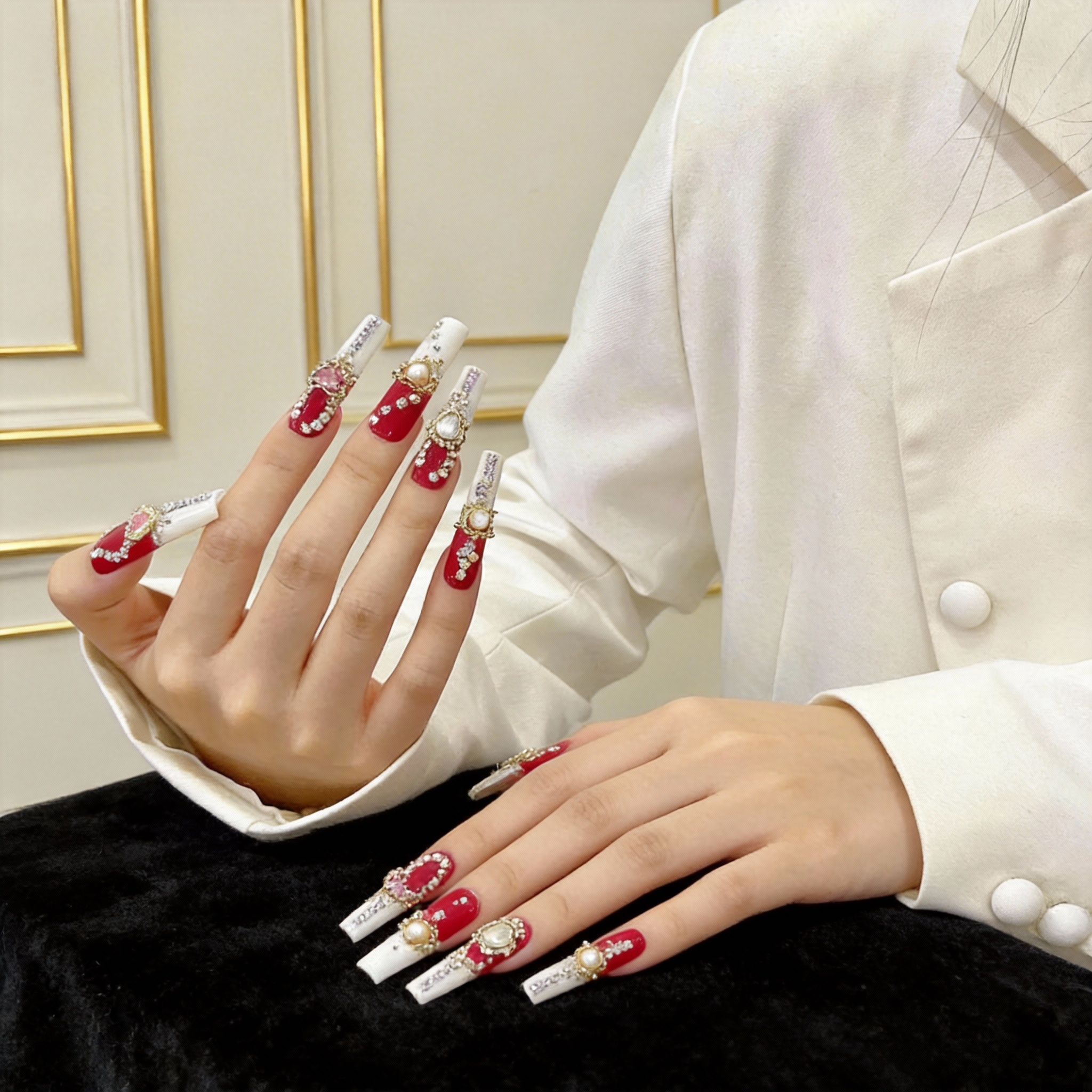 Glossy red gradient press-on nails for bold everyday styling